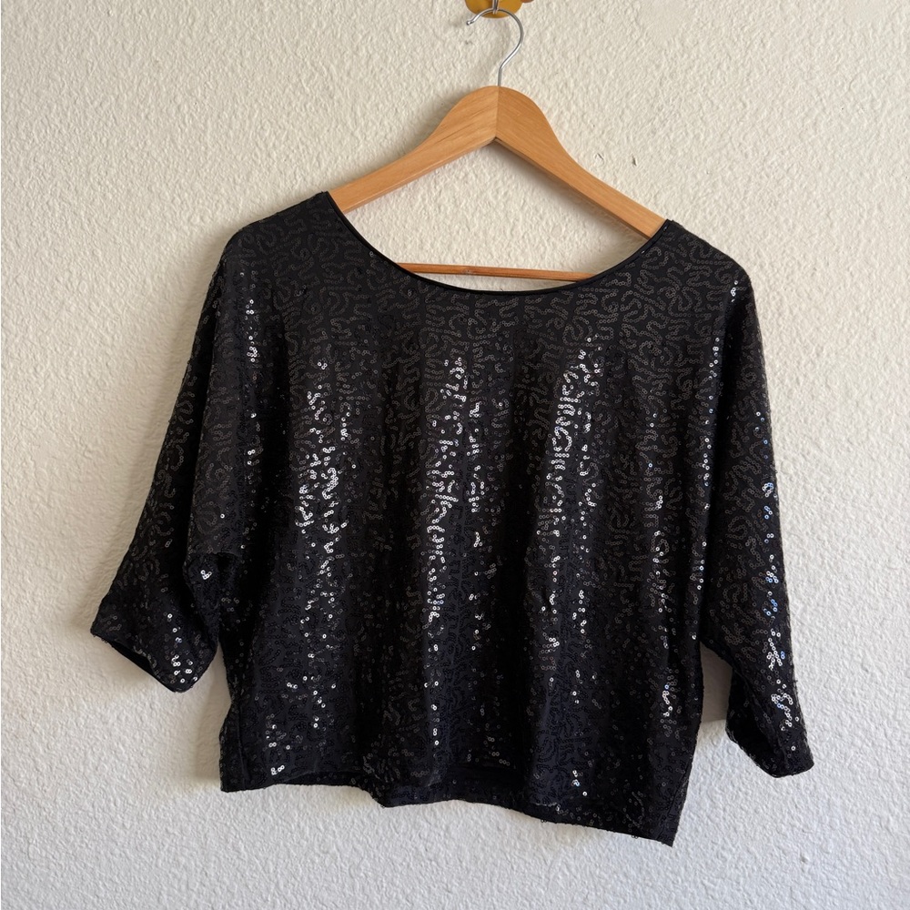 Forever 21 Black Sequin Blouse-size S